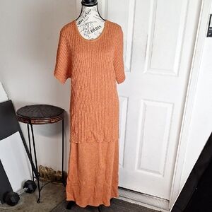 French Rags Orange Knit 100% Rayon Dress Set Top Sz 4 Skirt Sz 3